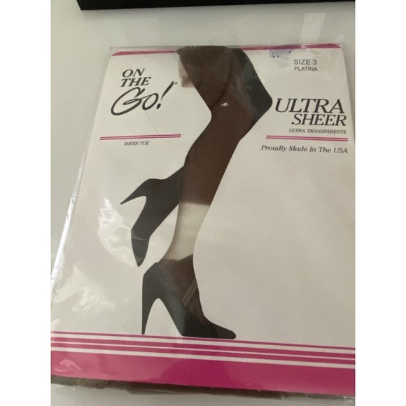 Vintage On the Go Pantyhose Womens Size 3 Platina Ultra Sheer Ultra Transparente - Picture 12 of 16